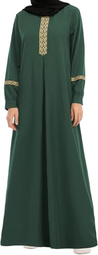 Abito Abaya Musulmano da Donna Elegante Abito da Preghiera Tradizionale Islamico Casual Moda Sciolto Ramadan culto Abito Stile Etnico (Verde,XL)