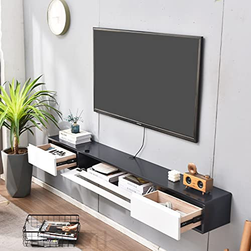 FQCXCKJ An der Wand montierte TV-Einheit, schwebender TV-Ständer, schwebendes TV-Regal, Medienkonsole, Wand-TV-Konsolenschrank (B)