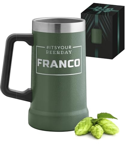 Maverton Boccale da birra personalizzato in acciaio inox, Bicchiere | Termico da campeggio 700ml, Tazza termica 6h caldo/10h freddo, Idee regalo campeggio, Regalo uomo compleanno, Regali per Lui