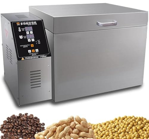 Electric Coffee Bean Roaster Machine, Commercial Nut Peanut Bean Roasters Home Roasting Machine, Stainless Steel Bean Roasting Machine Coffee Maker Grinder for Baking Coffee, Chestnut, Grain,2000g