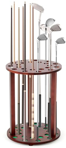 Wonderjune Holz-Golfschlägerständer, Pool-Stick-Halter, Golf-Putter-Ständer, Halter für 22 Golfschläger, mehrere Golfschlägerständer, Display, Golfschläger-Organizer für Zuhause, Büro, Club (Walnuss