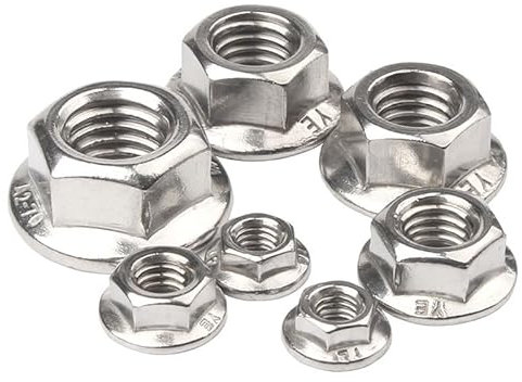 Generisch Sechskant-Flanschmuttern M3 M4 M5 M6 M8 M10 M12 M16 M20 304 Edelstahl Pinking Automatische Sicherungsmutter DIN6923 Gezahnter Spinlock(M8 X 10pcs)