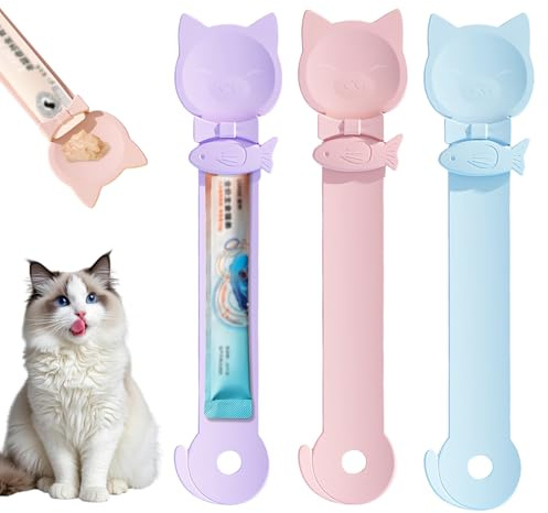 Wisebom Cat Treat Dispenser Squeeze Spoon - Multi-Functional Happy Spoon for Lickable Treats, Pet Feeding for Squeezing Puree and Liquid Snacks