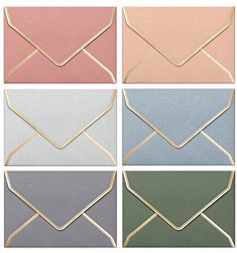 Briefumschläge C6 – 30 Stück A6 Briefumschläge mit Goldrand 114 x 162 mm, elegante Morandi-Farben, ideal für Hochzeiten, Geburtstage, Einladungen und Dankeskarten