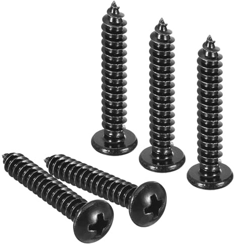 TA-VIGOR 50Pcs Self Tapping Screws, M5 Phillips Pan Head Screw, 30mm Round Head Tapping Screws, Stainless Steel Machine Wood Fasteners Bolts for Wood, Drywall, Furniture, Repairing, Black