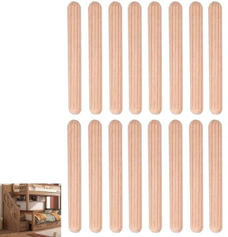100 Pcs M6 Wooden Dowels, Wooden Fluted Dowel Pin, Wood Dowels Pins for Furniture and Craft Projects, Round Wooden Dowel Rods for DIY and Repair (6mm *30mm)