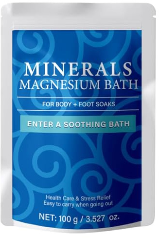Minerals - Baño de magnesio, sal de baño relajante, del estrés, hidratante, hidratante, 9,2 x 12,2 cm, para recuperación de atletas, ayuda para dormir en el día de spa