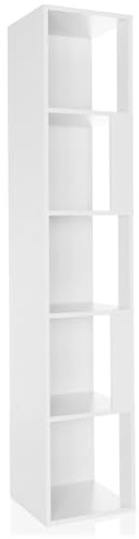 hjh LIVING Estantería esquinera, Vertical con 5 Compartimentos KALAG S Estantería esquinera, Ahorra Espacio, Incl. fijación Mural, 31,5 x 31,5 x 160 cm, Blanco