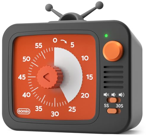 LIORQUE Minuteur Visuel 60 Minutes, Compte a Rebours Silencieux sans Tictac | Pause 3s LED Vert Rouge, Sans Tictac, Alarme 3 Niveaux, Aimante, Disque Couleur, Sac Silicone, 2 Piles AAA Incluses