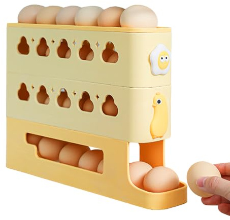 Generico Contenitore Per Uova Da Frigo | Organizzatore A Rotazione Laterale Per Portauova | a 3 Livelli Inclinato con Vassoio Riutilizzabile per Cucina, Ristorante e Pollaio