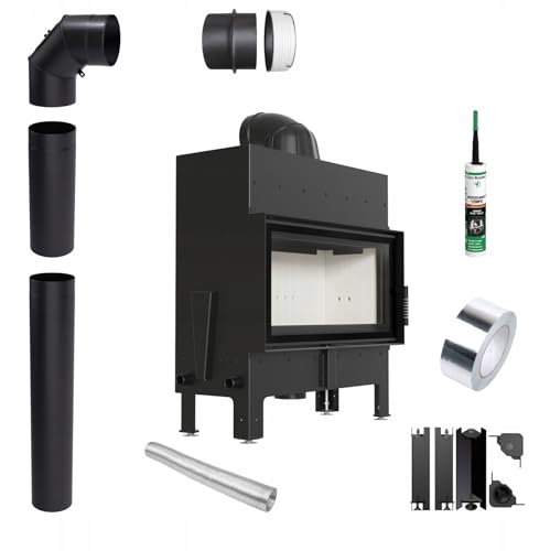 KRATKI Kamin aus Stahl 8 kw Floki S fi 160 Kamineinsatz BImSchV Stufe 2 Rohrsatz für die Installation