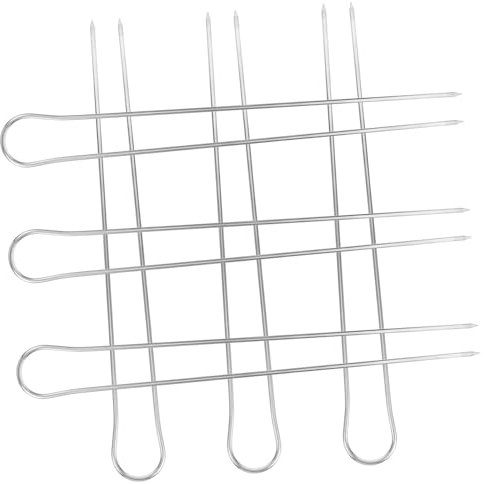 Amosfun 6piezas Brochetas De Acero Forma Para Barbacoa Agujas Metálicas Para Carne Parrilla Alitas De Pollo y Kebab Juego De Brochetas Reutilizables Para Reuniones Familiares