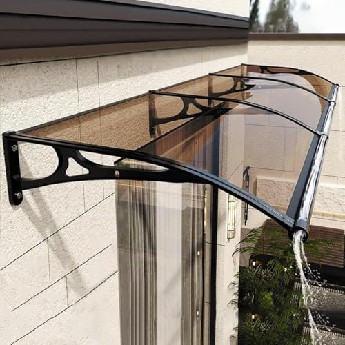 YVYKFZD Marquesina para Puertas de entrada, Tejadillo de Protección cubierta des policarbonato, Toldo Cubierta con soporte des aluminio, Marquesinas Exterior Toldo Refugio con protección UV(Brown,80x4