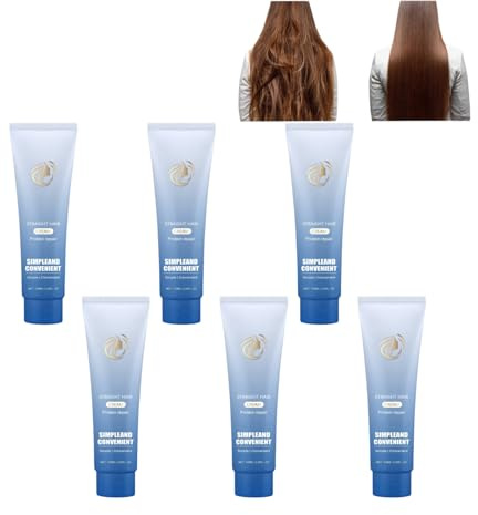 Protein Haarglättungscreme, Silk & Gloss Protein Haarcreme, Keratin & Aminosäuren Pflegende Glättungslösung für lockiges trockenes Haar, Formaldehydfreie Salonpflege (6pcs)