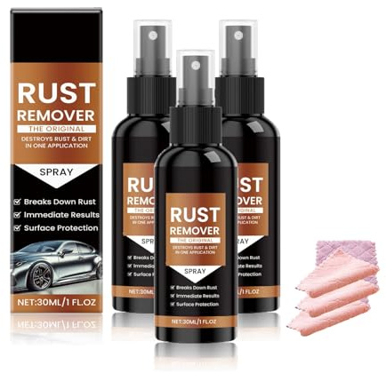 Rostentferner-Spray, Leistungsstarker Metallreiniger für Rostbehandlungen, Rostentferner Metall, Korrosionsschutzmittel Metallschutzlack für Metall, Werkzeuge, Autos, Ketten Oberflächen (3, 90ML)
