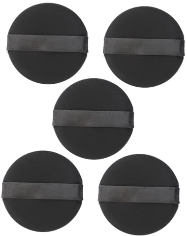 HONMEET Borlas De Maquillaje Negras Sin Látex 5 Piezas Tamaño Estándar Esponja Para Polvos Sueltos Para Uso Profesional y Diario Salón o Viaje