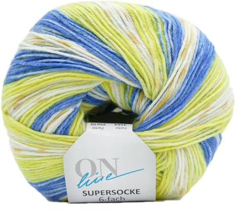 Online Garne Supersocke Sockenwolle 6-fach Merino Color | Strumpfwolle 6-fädig mit Merinowolle | 150g dickes Sockengarn mit Farbverlauf | 75% Wolle, 25% Polyamid (3164)