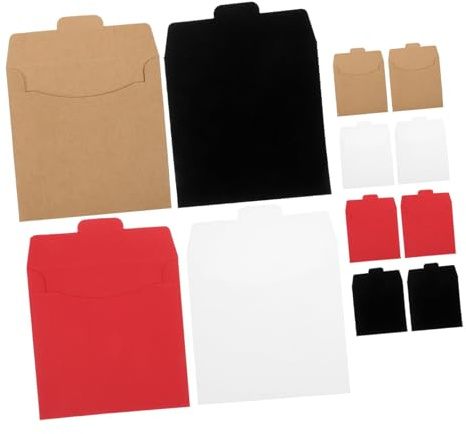 VICASKY Paper Cd Dvd Sleeves 20pcs Kraft Paper Envelopes for Media Storage, Multi-color Set (red, Black, White, Natural) Suitable for Organizing Discs and Protecting Cds/dvds