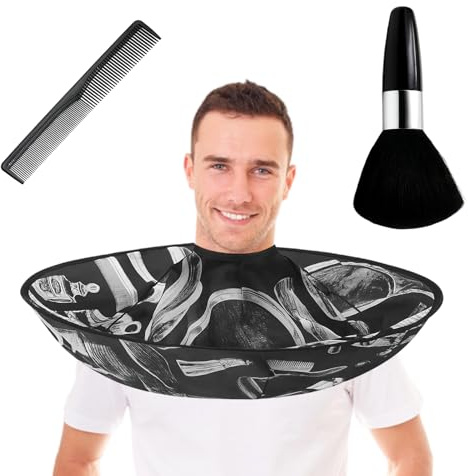 ZocRjvN Friseurumhang, Friseurumhang Erwachsene, Haarschneideumhang mit Kamm und Bürste, Friseurzubehör für Haarschnitte und Bartpflege, Geeignet für Erwachsene und Professionelle Nutzung