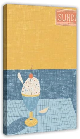 NKALFGH Eisbecher – 1950er-Jahre-Stil, Leinwand, Poster, Schlafzimmer, Dekoration, Landschaftsdekoration, Geschenk, 20 x 30 cm