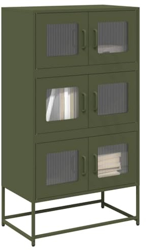 Frdhee Armario de cocina, comedor, aparador, color verde oliva, 68 x 39 x 123 cm, acero para cocina, salón, pasillo, entrada