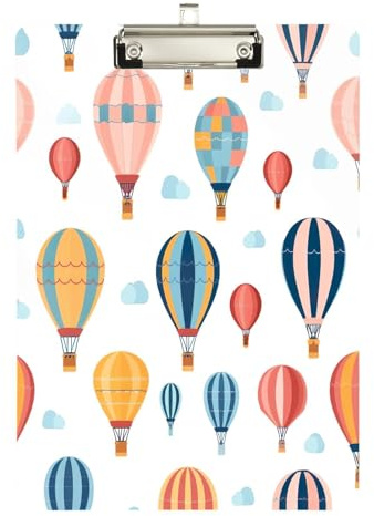 YETTASBIN Hot Air Balloon Clipboard, A4 Letter Size Acrylic Clipboards with Hanging Hole & Metal Clip for Nurse Office Worker Student, 12.5 x 9 Inch(Silver)