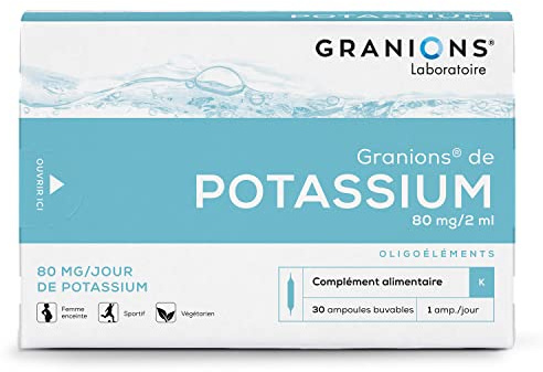 GRANIONS Potassium Aide à diminuer la faiblesse musculaire et les crampes Aide à la décontraction musculaire Potassium 80 mg 30 Ampoules