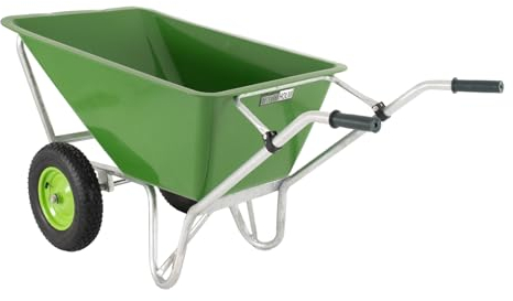 TRUTZHOLM 2-Rad Schubkarre 200 Liter 300 Kg Tragkraft Rahmen Stahl verzinkt robuste große Mulde 162x70 cm Gartenschubkarre Schiebkarre Hofkarre Futterkarre