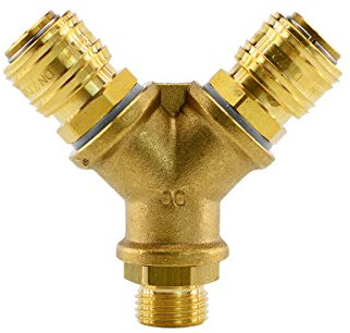 Fittingstore - Druckluftkupplung Verteiler Luftweiche mit Außengewinde und NW 7,2 Druckluftkupplung montiert (2 fach - G 1/2)