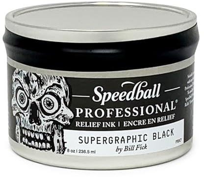 Speedball 8oz Professional Relief Ink Supergraphic Black, For Block, Relief Printing, Linocut, Wood Cutting, Oil-Based, Art, Craft Supplies