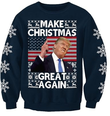Donald Trump Make Christmas Great Again-vuxna nyhet jultröja jumper, BLÅ, S