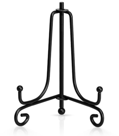 Tincogo Soporte de exhibición de hierro, hierro negro caballete placa foto soporte soporte de exhibición, muestra marcos 3,5 pulgadas Negro