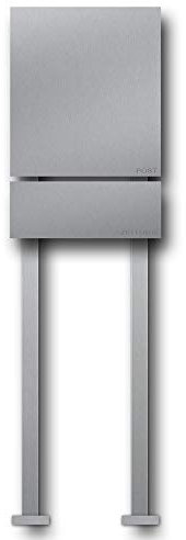 Briefkasten Edelstahl mit Zeitungsfach B1 Steel freistehend (Korpus Edelstahl, Anschlag links)