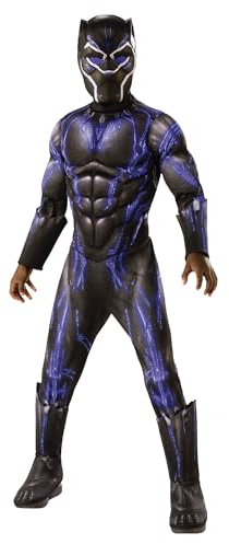 Rubies Official Avengers Black Panther Battle Suit, Deluxe Child Costume - Medium, Age 5-7, Height 132 cm, Multicolour Halloween