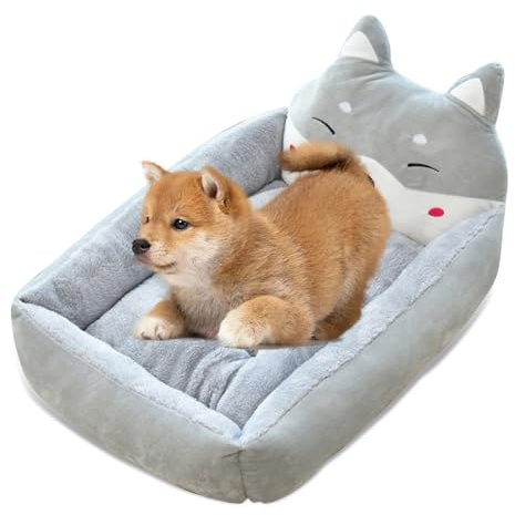 PETCUTE Hundsängar tvättbara hundkuddar varm hundsovplats fluffig kvadrat hundsängar för liten medelstor stor hund katt