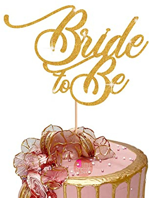 Bride to Be Wedding Cardstock Cake Topper Elegant Hen Party Toppers Decoration UK (GOLD)