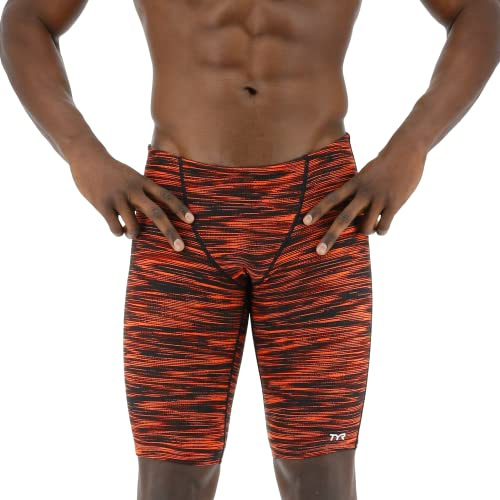 TYR Durafast Elite Athletic Jammer badbyxor för män, Svart/Orange, 6 SE