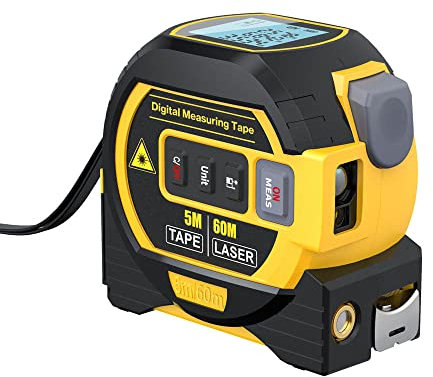 Misura di Nastro Laser Geevorks Telemetro Laser 60 m 3 in1 5m Misuratore di Nastro Righello Display LCD con Retroilluminazione Misuratore di Distanza Dispositivo di Misurazione(senza batteria)