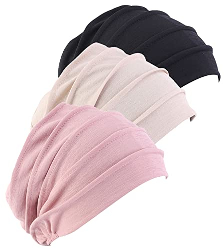 3 Stück Turban Beanie Mütze, Chemo Mütze Damen Baumwolle Slouchy Beanie Kopfbedeckung Schlafmütze für Krebs Haarverlust Chemotherapie Chemo Krebs Kopfbedeckung Turban für Frauen Haarverlust