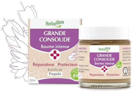 HerbalGem Grande Consoude Baume Intense Bio 30 ml | Réparateur pour peaux très abîmées, aide à réparer crevasses et gerçures localisées. Texture onctueuse.