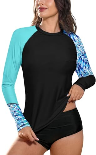BesserBay UV Shirt Damen Langarm Badeshirt UPF 50+ Rashguard Women Atmungsaktiv Sonnenschutz Schwimmshirt S-XXL