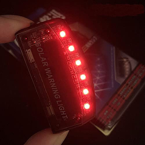 ZYTC Auto-Attrappen-Alarm Led-Licht rot 6 LED-Warnleuchte Solarstrom simulierte Sicherheit Anti-Diebstahl Blinklicht Auto Einbruchalarm Licht (Rot)