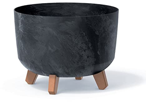 URBNLIVING Übertopf, rund, Beton-Optik, für drinnen und draußen, Gartendekoration mit Beinen (Anthrazit)