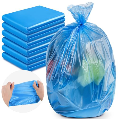Harloon 300 bolsas de basura multiusos de 1.35 mil, bolsas de basura de plástico grandes para exteriores, resistentes para contratistas, comerciales, industriales y exteriores (azul, 33 galones)