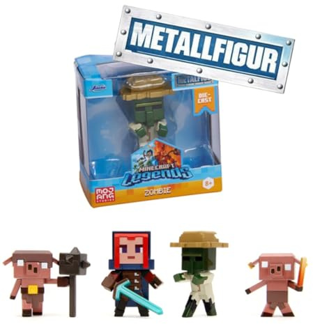 Jada Toys - Minecraft Figur aus Metall, Welle 2, Pop-Kultur Sammelfigur, zufällige Auswahl aus: Hero, Villager, Piglin Grunter, Piglin Runt, für Gamer & Sammler ab 8 Jahre, je 6,5 cm