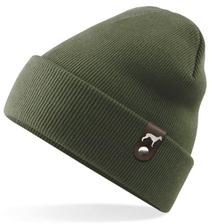 siviwonder Whippet Windhund Mütze Patch edel Leder Gassi Beanie Strickmütze Warm Herren Damen