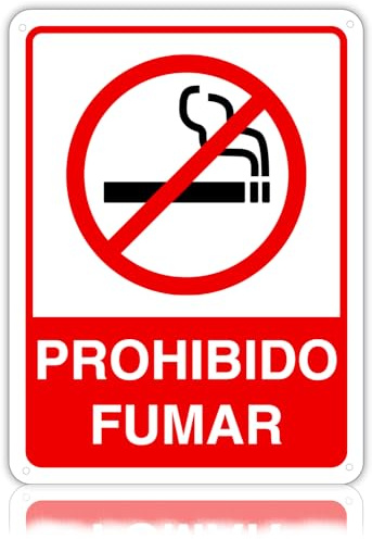 LEIASA Cartel Prohibido Fumar - 21x28 cm - Fabricado en Aluminio - Grosor 0.8 mm - Señal Prohibido Fumar - Resistente Exterior - Impresión UV - Señal de No Fumar