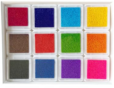Fingertinte 12 Farben Stempelkissen Fingerabdruck-Tinte für den Einsatz Stempelkissen Kinder-Stempelkissen mehrfarbig ungiftig waschbar Farbtinte DIY Scrapbooking