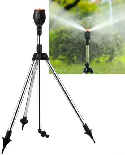 Trípode de aspersor, aspersor de césped, aspersor de jardín, aspersor de riego giratorio automático de para 360 grados, aspersor de césped para un riego eficiente