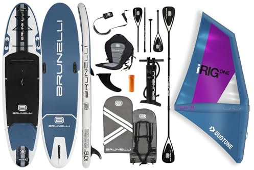 BRUNELLI 10.8 Windsurf Woven Double Layer iSUP Board aufblasbar Stand Up Paddle iRIG M Surf Segel Blue Set